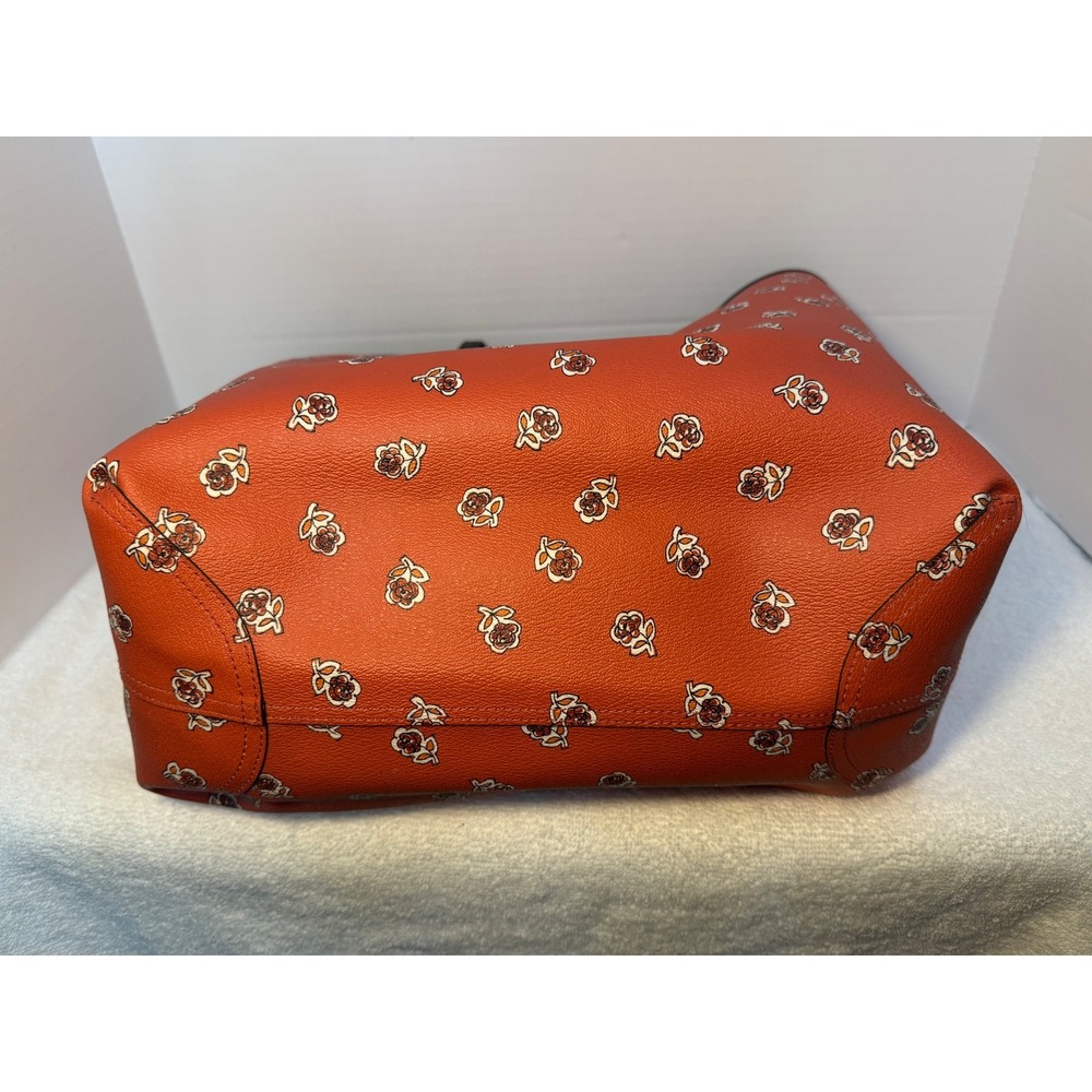 Coach City Tote Orange Rose Floral Print Crossgrain Leather Bag F31207 - Picture 4 of 9